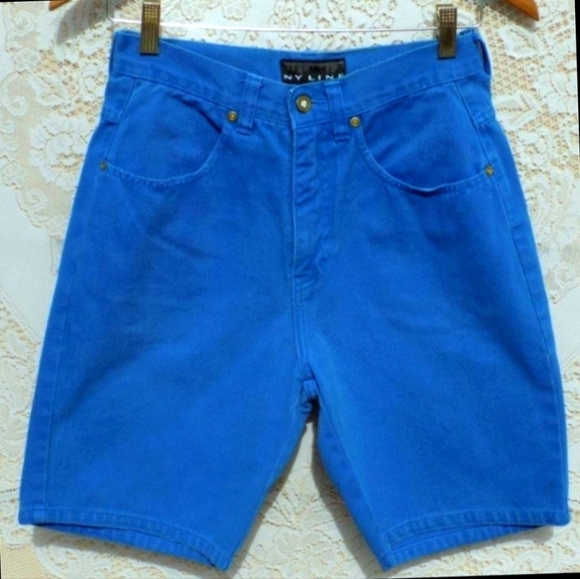 Vtg 90s Ny Line royal blue acid wash high waist denim mom jean shorts 4/6 NWOT - Picture 5 of 17